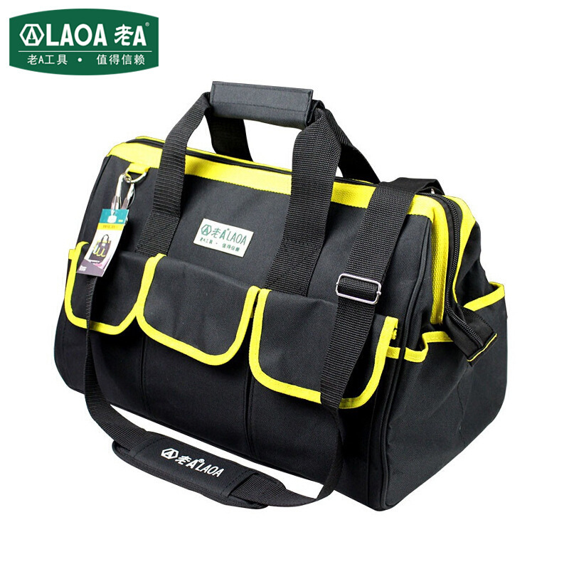 老A LA212808黄黑工具包钢圈牛津布电工包单肩手提维修包18英寸