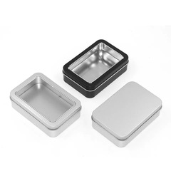 Tinplate U disk square box, heaven and earth cover, transparent dice, window, saffron tea 50g packaging box