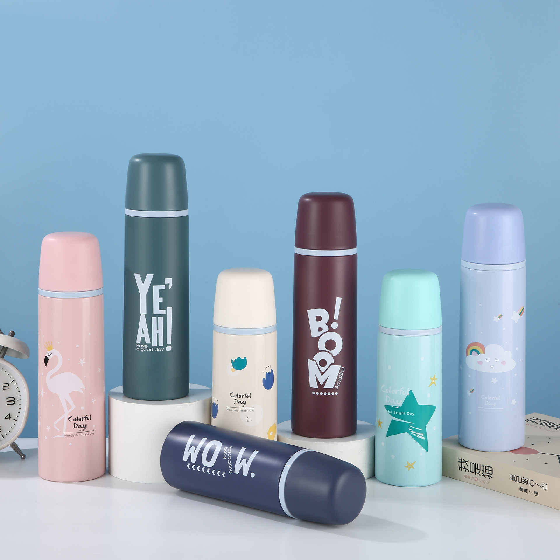 Nueva taza de aislamiento de bala de alto valor para hombres y mujeres 304 tazas de acero inoxidable de dibujos animados de estudiantes tazas de agua