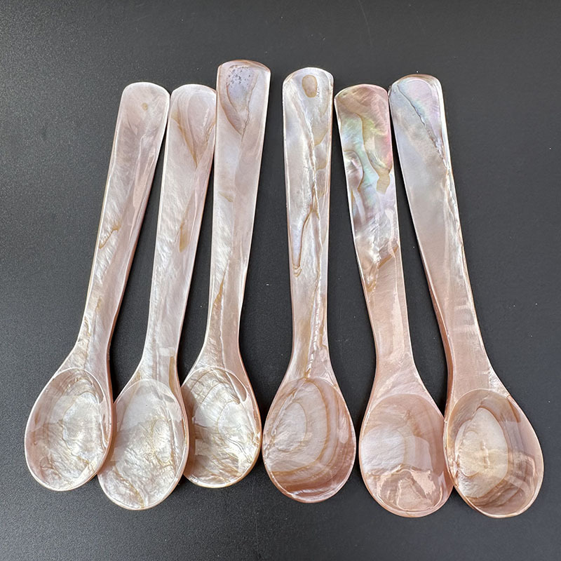 13cm Pink Coffee-Colored Shell Spoon Cross-Border E-Commerce Domestic Trade High-End Hotel Commercial Seasoning Handmade Shell Spoon Wholesale