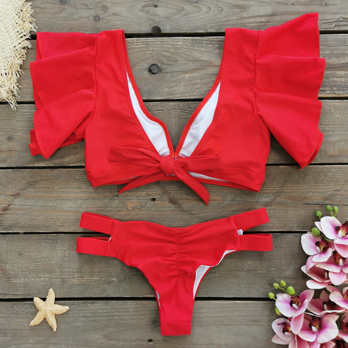192g Weight Sexy Feel Of Sensation Briefs Panties Style Polyester Fabric Type 2 Pieces Set Quantity Swimming Pool, Beach Occasion Ditsy Floral Pattern Women's Gender Women's Ditsy Floral 2 Pieces Set Bikinis Swimwear 22