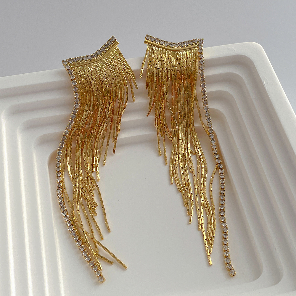 Retro Tassel Solid Color Copper Plating Drop Earrings 1 Pair