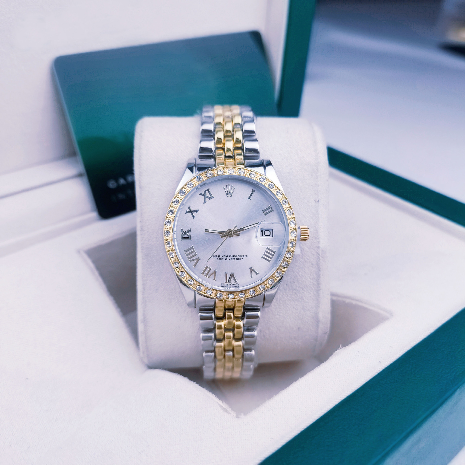 Cross-Border Best-Selling Oyster Perpetual Datejust Women's Watch with Automatic Quartz Movement, Solid Steel Strap and Diamond-Encrusted Guangzhou Watch