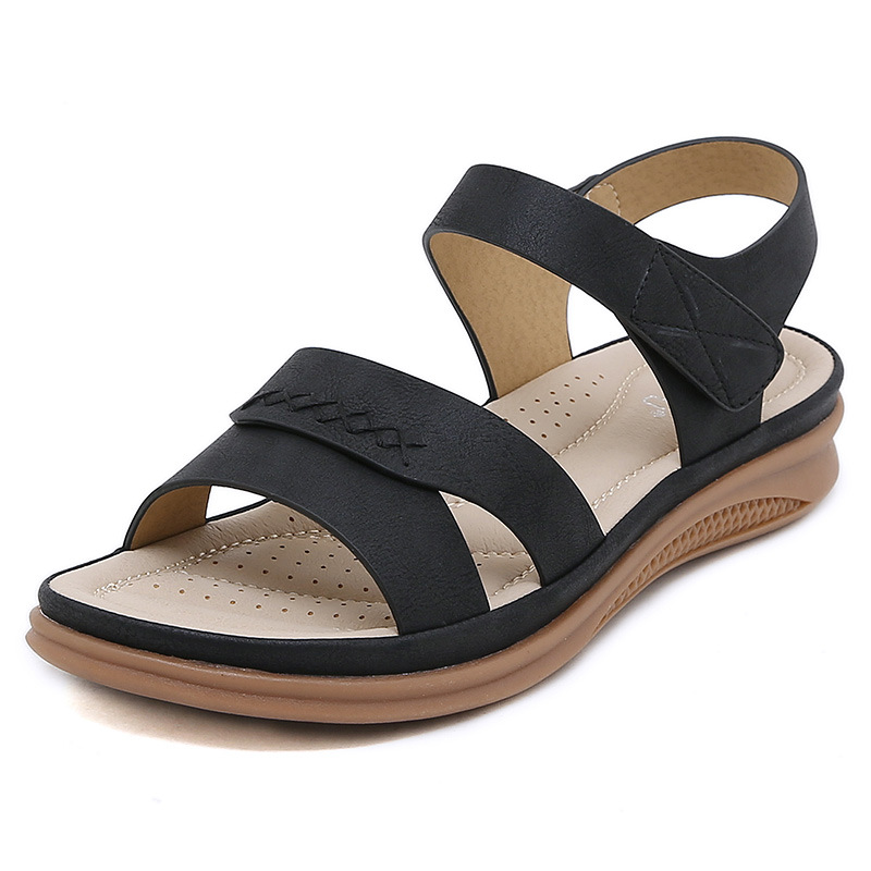 D637-4 nuevas sandalias de mujer estilo europeo y americano 2025, sandalias casuales transfronterizas, ligeras, de talla grande, retro, con cuña, cómodas