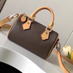 实物带LOGO全钢老花speedy20斜跨单肩女包波士顿nano迷你枕头包女
