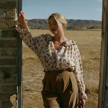 DO2025年长袖衬衣女森系田园风上衣手钩花边刺绣大翻领衬衫31202