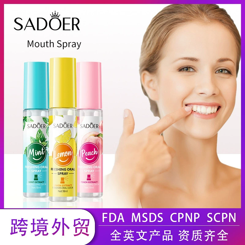 Полный английский оральный спрей 18mlSADOER мятный персик лимон свежий аэрозоль для трансграничной внешней торговли оптом