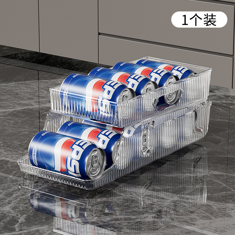 冷蔵庫飲料収納ボックスビールコーラ缶自動補充整理品二層引き出し型収納ラック|undefined