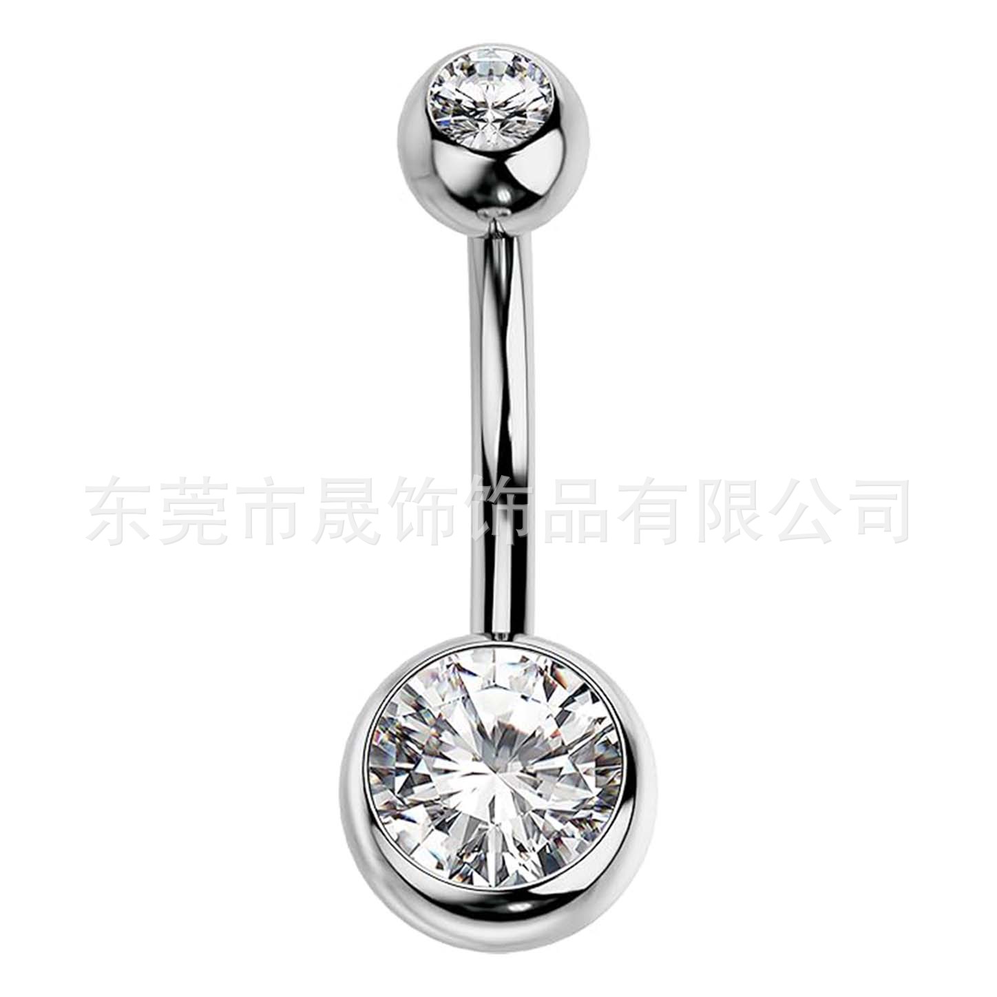 F136 Titanium Alloy Cubic Zirconia 肚 Navel Ring Internal Thread Double 头包边圆皓 Navel Ring Piercing 穿孔 Jewelry Navel Ring