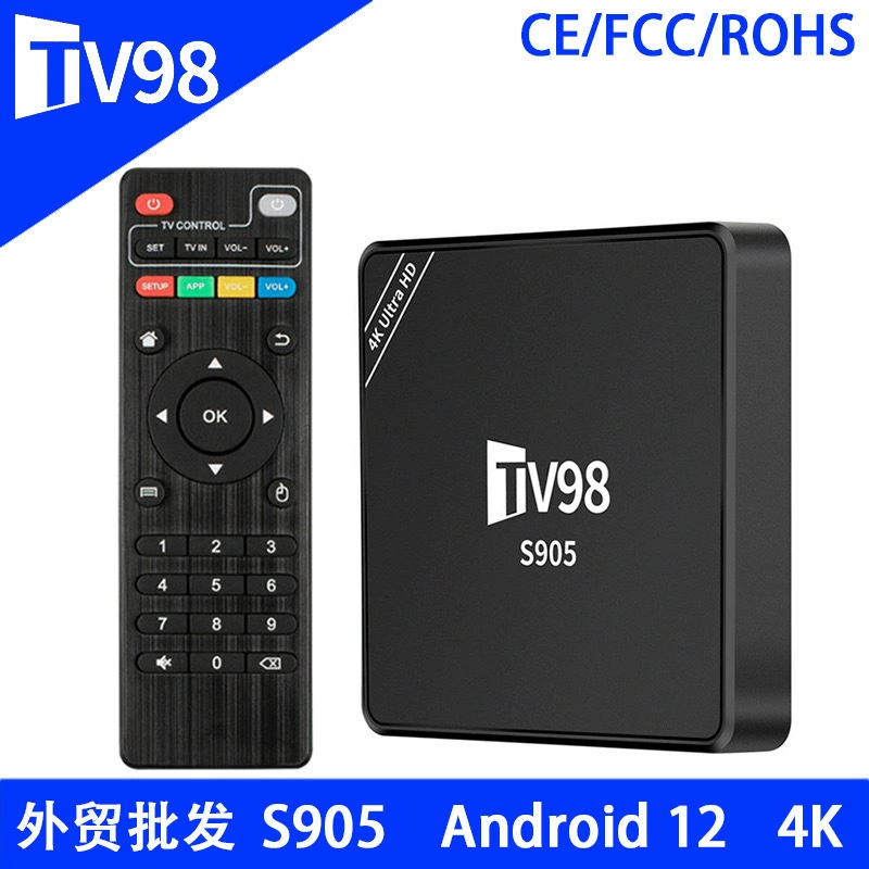 TV98 S905 2.4G WiFi Android 12 -сет -топ бокс 4K сетевой телевизионный бокс иностранная торговля TV BO