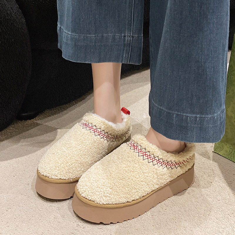 페달 빵 신발 여성 2024 가을과 겨울 새로운 기모 따뜻한 스노우 부츠 두꺼운 국경 간 대외 무역 여성 면화