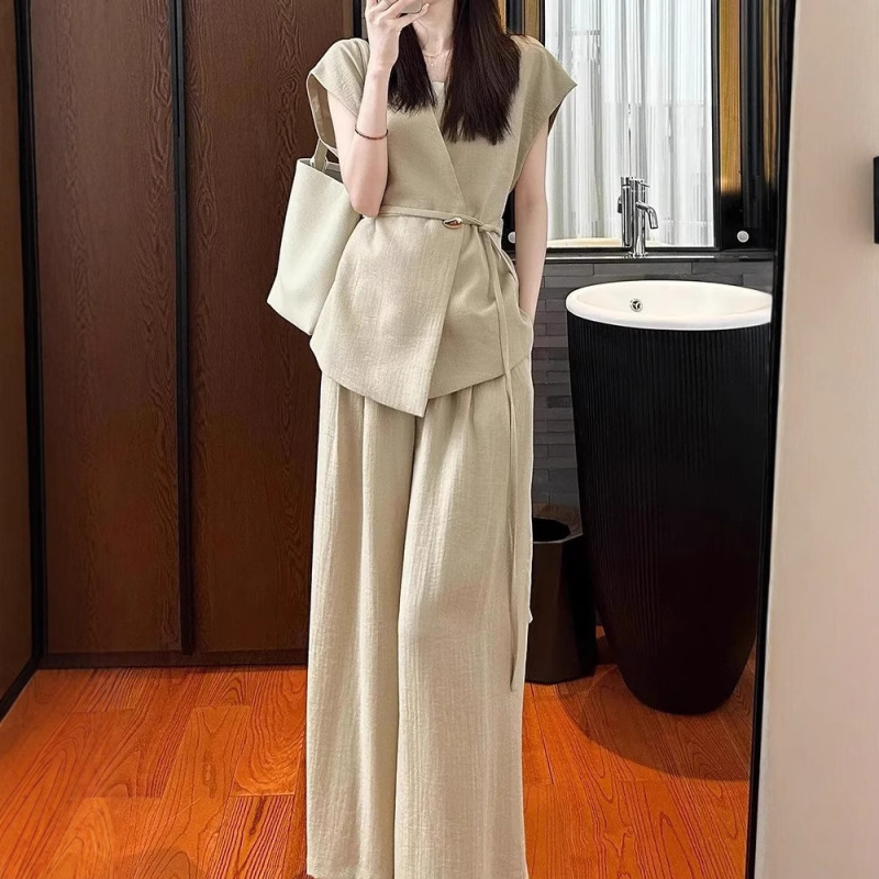 2025年超人気サマードレス、女性向けのスマートでエレガントなハイエンドの小さな香りのカーキベストプロフェッショナルスーツパンツの完全なセット|undefined