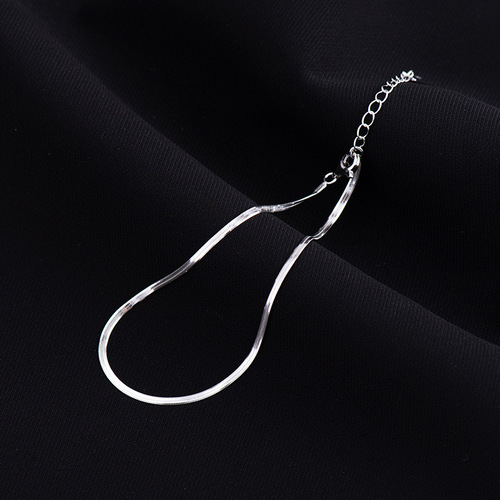 Under the banyan tree S925 silver flat snake chain anklet  new fashion ins cold style anklet women's ankle chain leg chain