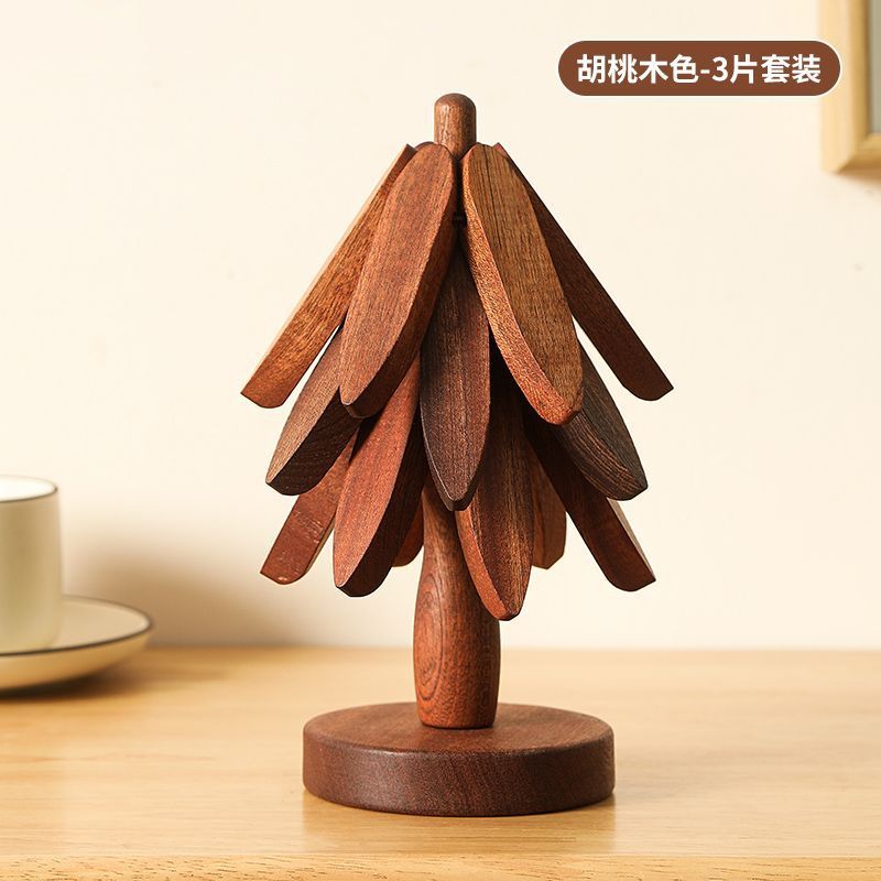 高级感圣诞树一棵树隔热垫实木质创意餐桌小树形防烫杯垫锅垫碗垫|undefined