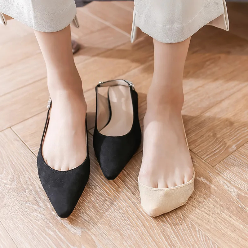 Women's Summer Low-Cut Cotton No-Show Socks, Versatile Style, Invisible High-Heeled Shoes, Half-Sole, Non-Slip, No Heel Drop