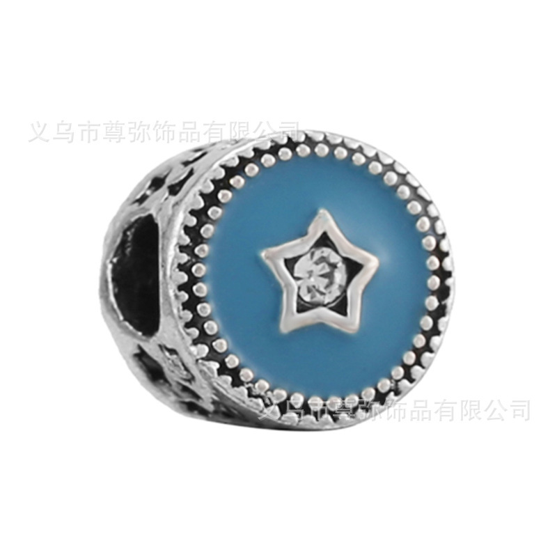 尊弥アクセサリーの潘家の水色の大きい穴の合金の数珠. Diy手飾り数珠義烏工場卸売り|undefined