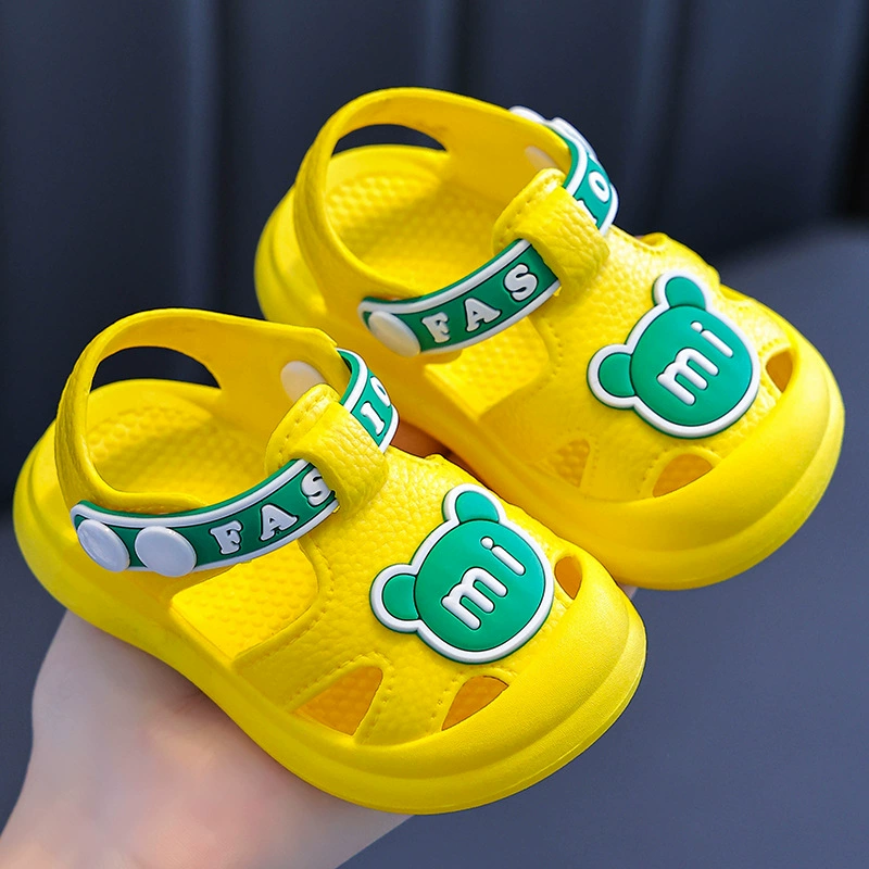 Детские летние мультяшные сандалии, мягкая подошва, противоскользящие, разноцветные