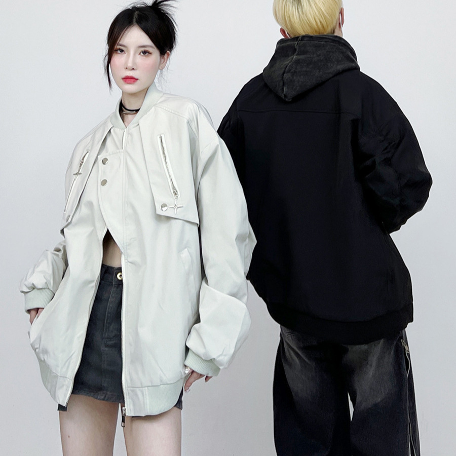 Uniforme de béisbol de diseño de nicho retro americano para mujer primavera y otoño nuevo estilo suelto calle alta vibe chaqueta de vuelo para hombre