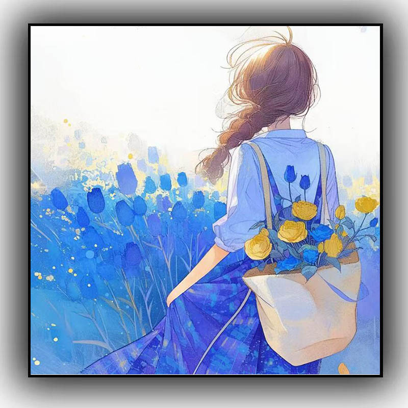New Girl Digital Oil Painting DIY Hand-painted Coloring Healing High-Quality Living Room Acrylic Painting Birthday Gift