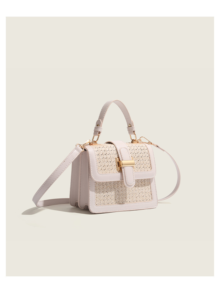 Borsa a tracolla donna in paglia piccola borsa quadrata alla moda_voghion.com
