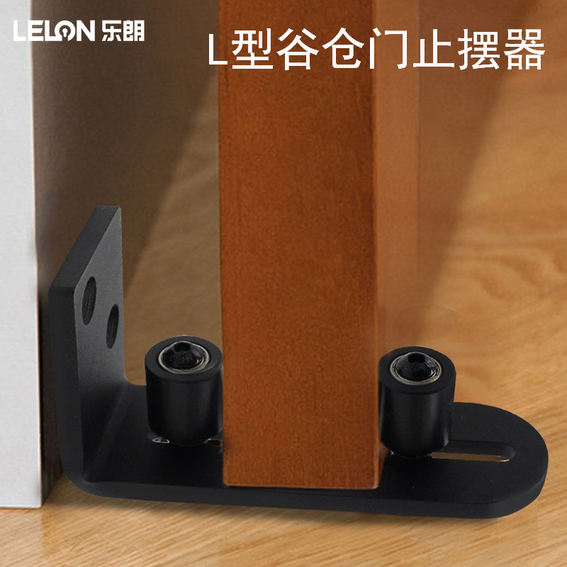 Accesorios de hardware de puerta de granero deslizante personalizados de estilo americano puertas deslizantes push-pull manija de puerta de granero carril de suspensión stop oscilante guía de tierra