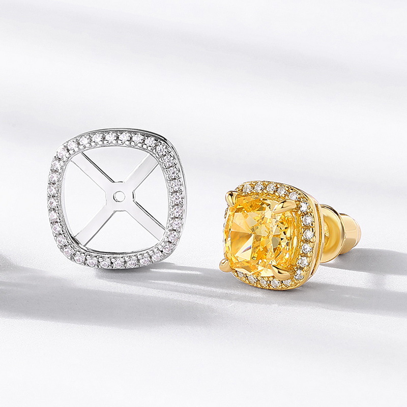 Wilsheng joyería nueva American Stud pendientes amarillo diamante S925 plata Rock Candy nicho europeo y americano hip hop moda ins