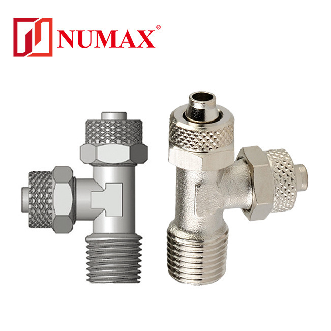 三通铜气管接头 铜卡套接头 T型检测用锁紧快拧接头BRTB06-02