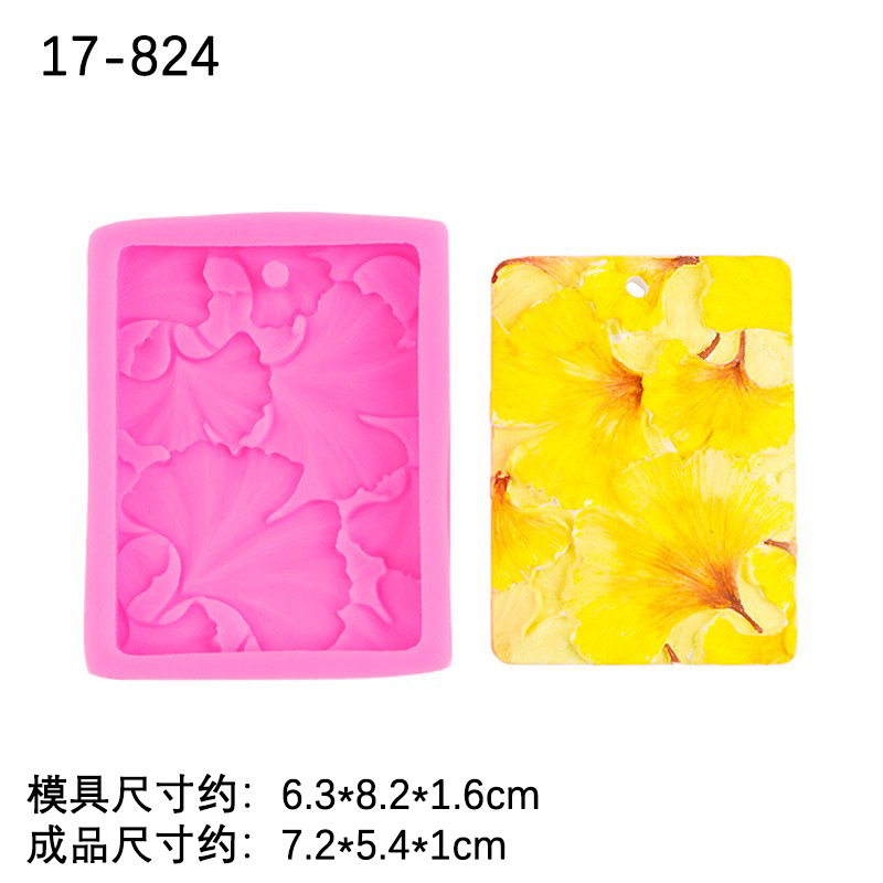 Rectangular grande Daisy ginkgo hoja listado de silicona molde aromaterapia yeso chocolate epoxi colgante cera chip