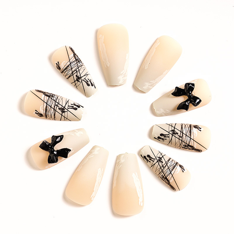 Procesamiento personalizado puede personalizar patrón de uñas de uso manuales de ballet manicure usable manicure parche de uñas falsas