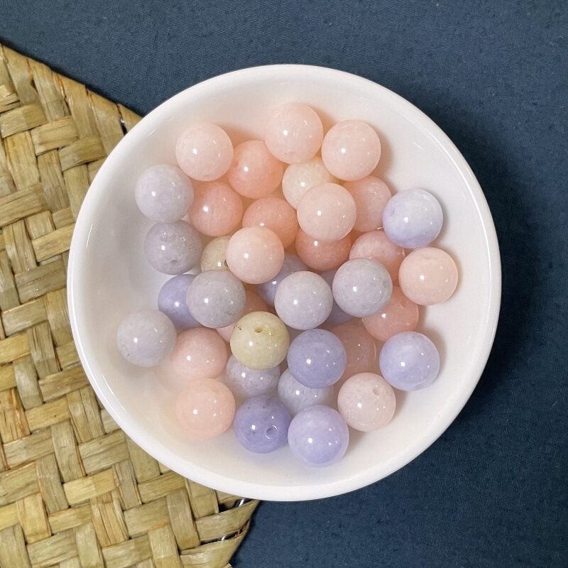 Morgan elf natural stone Ice Cream light color mixed color loose beads round beads diy jewelry bracelet necklace material