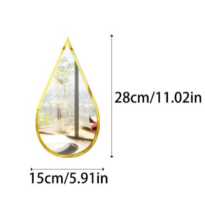 Creativa forma de gota de agua espejo pegatinas de pared de borde dorado en forma de gota de agua pegatinas de pared decorativas pegatinas de pared de fondo de espejo pegatinas de pared