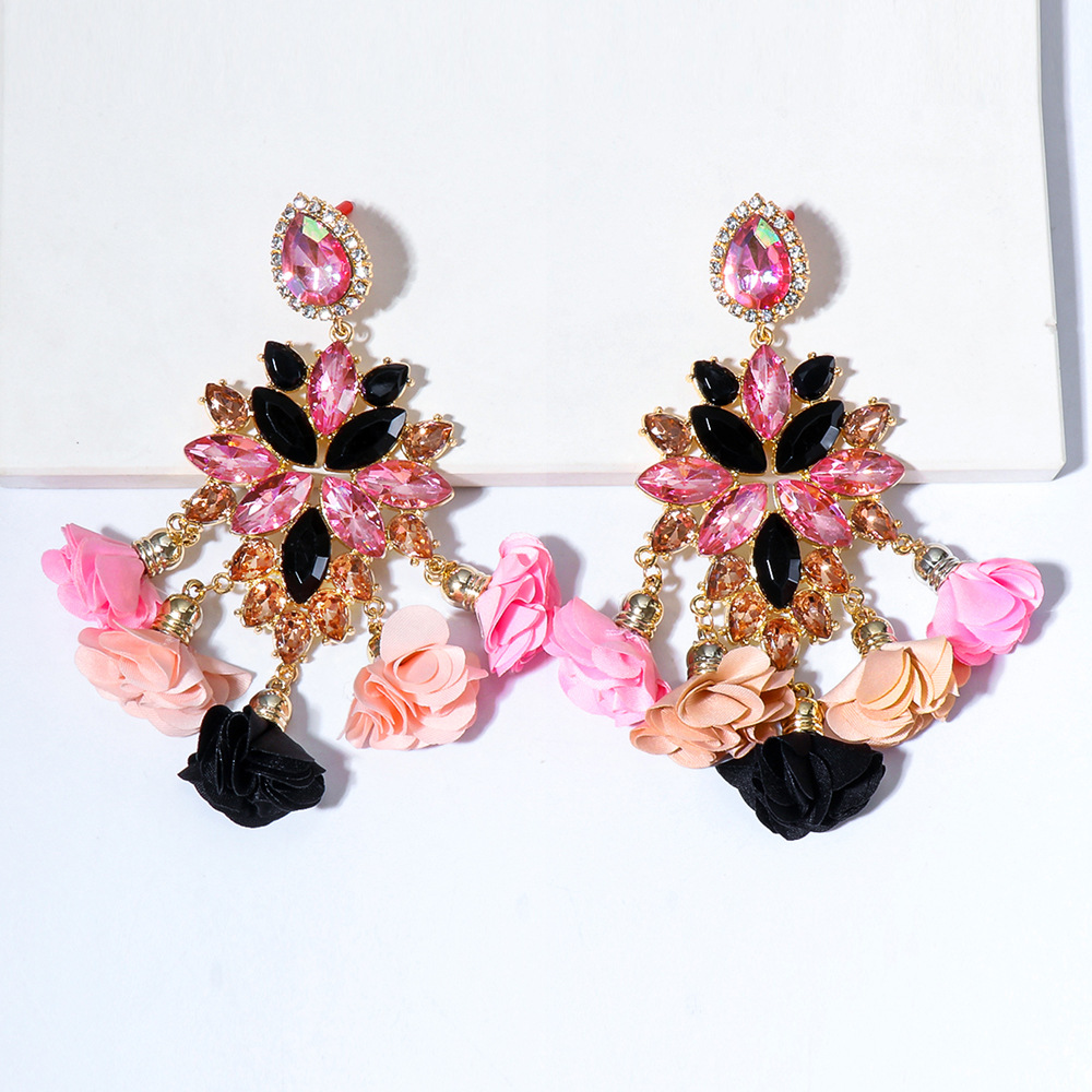 new bohemian color diamond flower earrings personalized wholesale