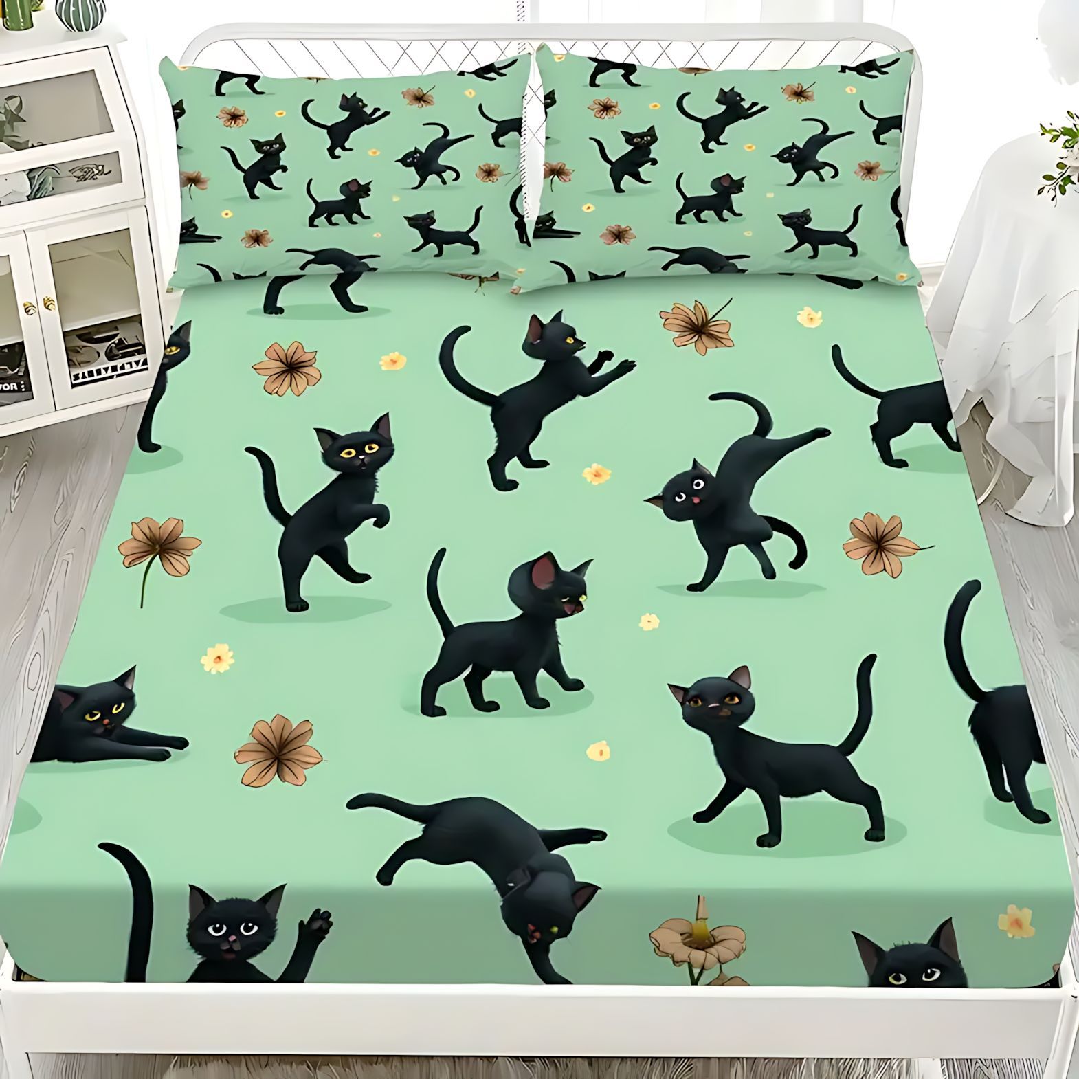 TEMU / JIT dibujos animados transfronterizos gato negro de alta definición impresión digital kit de la fuente del fabricante de la foto puede ser fijado