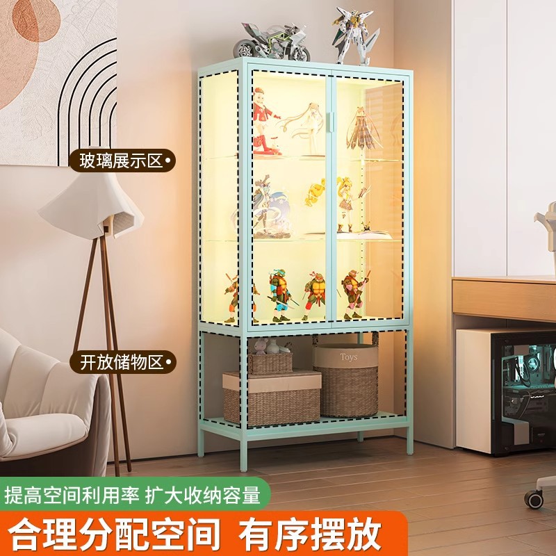 Lighted Display Cabinet for Action Figures, Transparent LEGO Show Cabinet, Home Model Display Cabinet, Toy Display Stand, Glass Display Cabinet