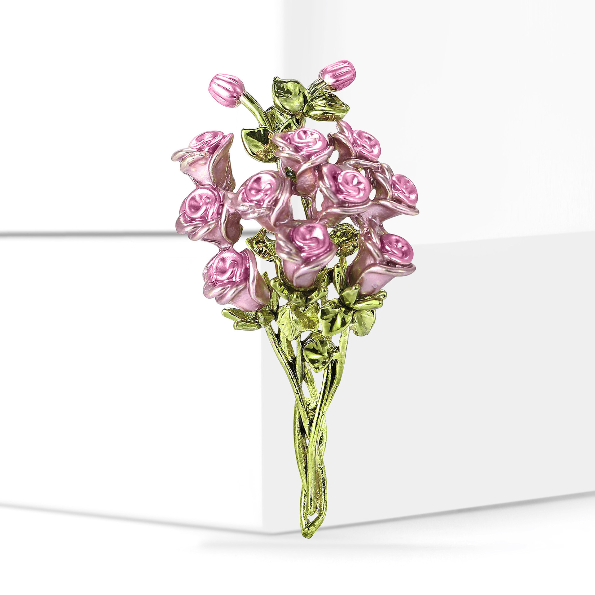 New Fashion High-end Alloy Enamel Rose Bouquet Brooch Temperament Simple Women's Clothing Corsage Jewelry Pin