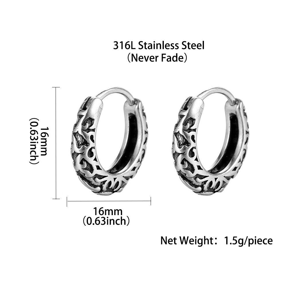 1 Piece Punk Geometric Titanium Steel Plating Men's Hoop Earrings display picture 4