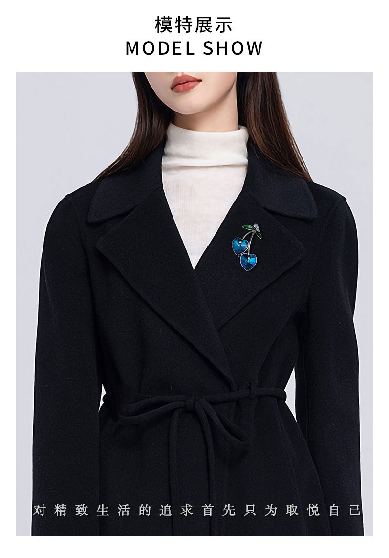 春夏精致蓝水晶樱桃胸针时尚轻奢风高级感爱心胸花新款