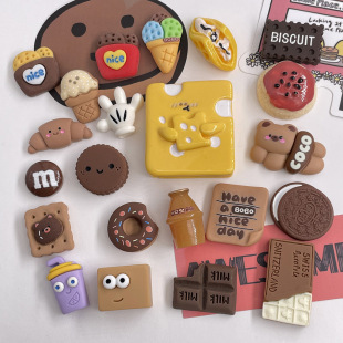 Biscuit chocolate series cartoon resin jewelry accessories DIY mobile phone case handmade hair clip shoe buckle material wholesale