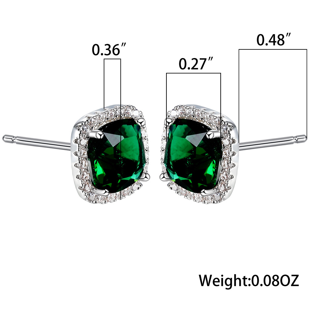 Fashion Geometric Copper Inlay Zircon Ear Studs 1 Pair