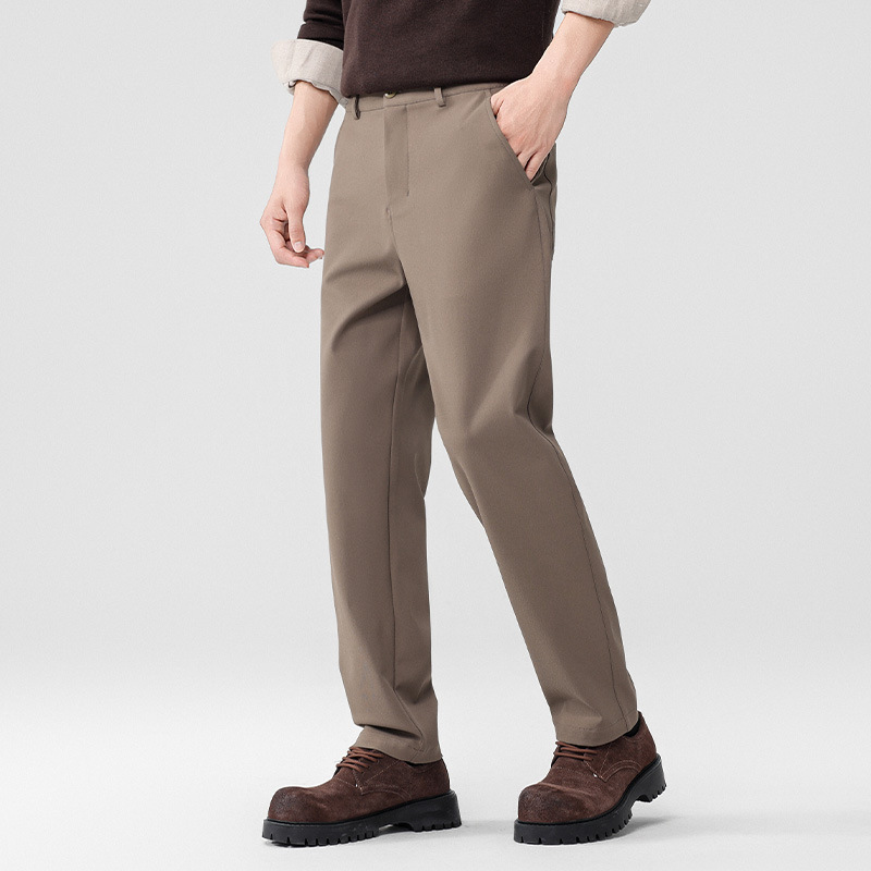Autumn Men's Casual Pants, Regular Thickness, High Waist, Extra Loose Straight-Leg Pants, Young Men's Long Pants, Stretchy, Wrinkle-Free Pants