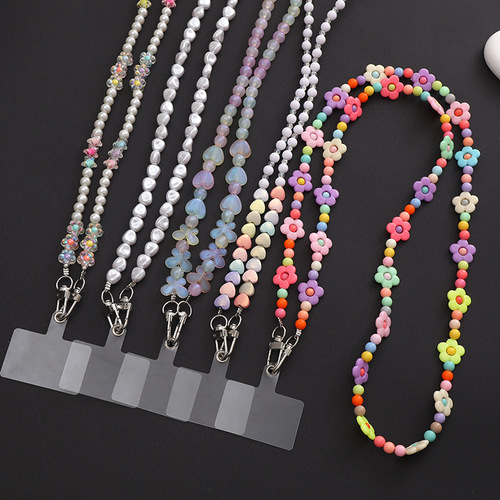Yi Lian's new acrylic beaded mobile phone chain pearl crossbody strap chain mobile phone case pendant pendant gift for women