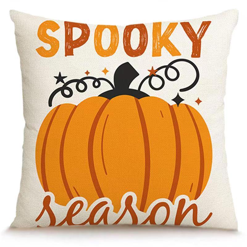 Transfronterizo Amazon Halloween impresión lino almohada cubierta bruja calabaza decoración doméstica almohada cubierta