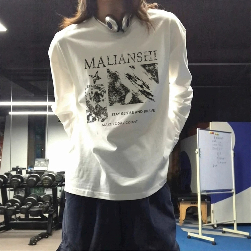 American retro high street fashion brand long-sleeve T-shirt with regular shoulders, new autumn/winter 2026 casual relaxed style top for men and women