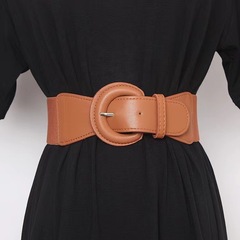 New style European and American style fashionable all-matching slim waist belt for women brown temperament wide waist seal with coat wool dress belt