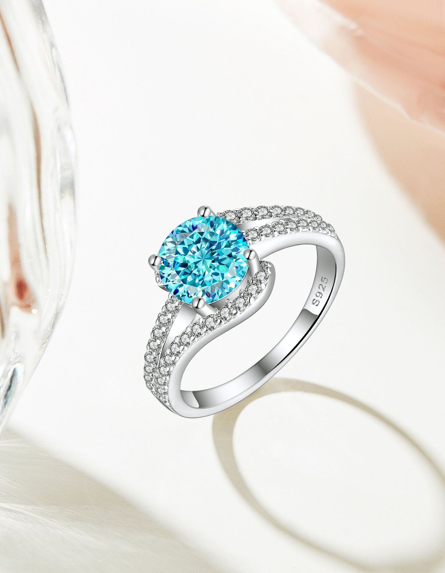Sterling Silber Einfacher Stil Klassischer Stil Inlay Wassertropfen Diamant Mit Hohem Kohlenstoffgehalt Ringe display picture 9