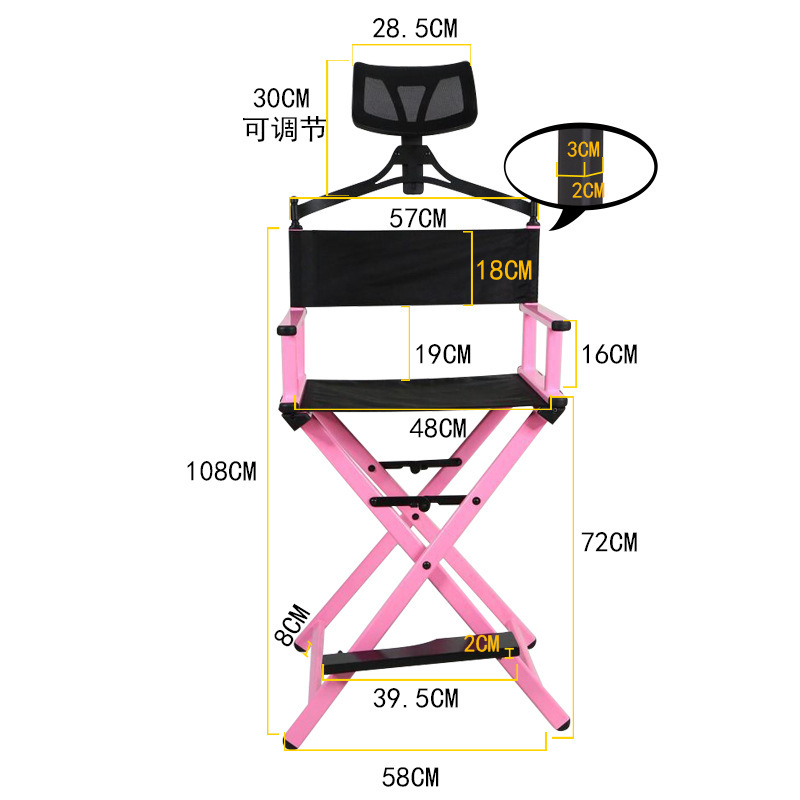 Nueva silla plegable de aleación de aluminio silla de maquillaje profesional silla de respaldo simple silla de alta dirección silla de ocio silla portátil