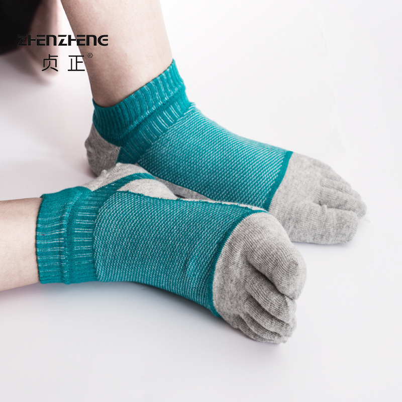 Calcetines de cinco dedos Algodón peinado de los hombres Cuatro estaciones Calcetines cortos gruesos medianos Malla transpirable calcetines en caja fábrica al por mayor calcetines de algodón