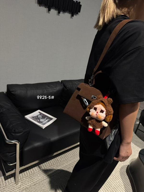高级感复古磨砂皮手提凯莉包包女2025秋冬新款时尚跨境单肩斜挎包|undefined
