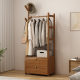 Hanger Solid Wood Multifunctional Coat Rack Bedroom Household Storage with Storage Cabinet Bedside Clothes at Night
