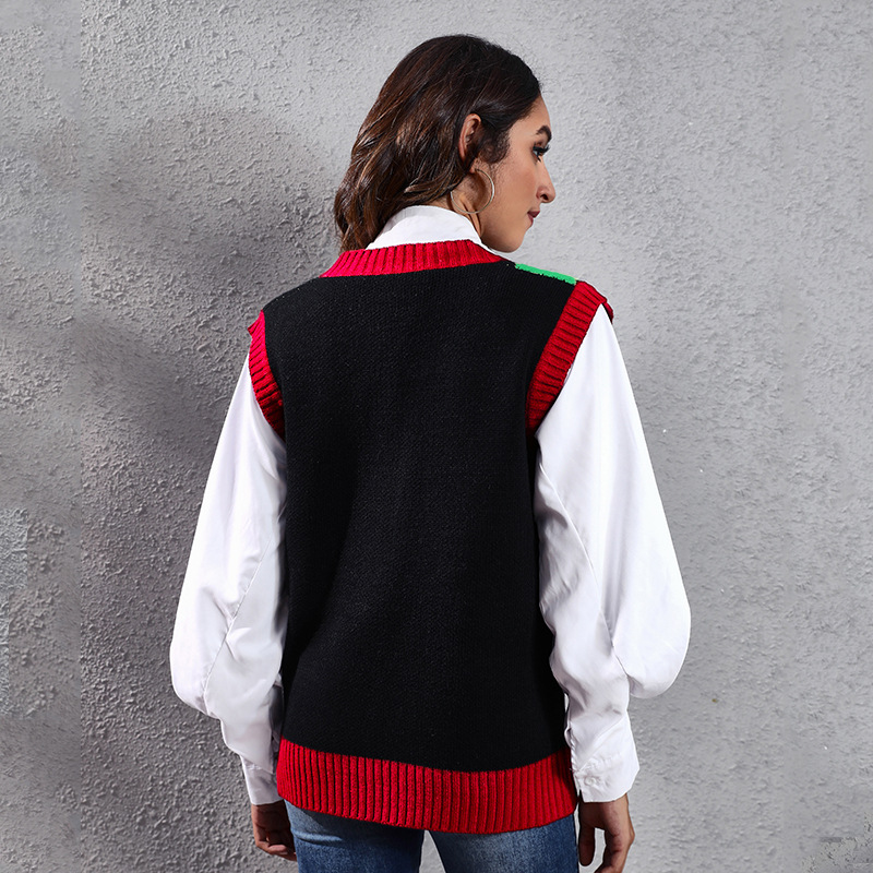 autumn four-leaf clover knitted sweater vest nihaostyles wholesale clothing NSGBS93020